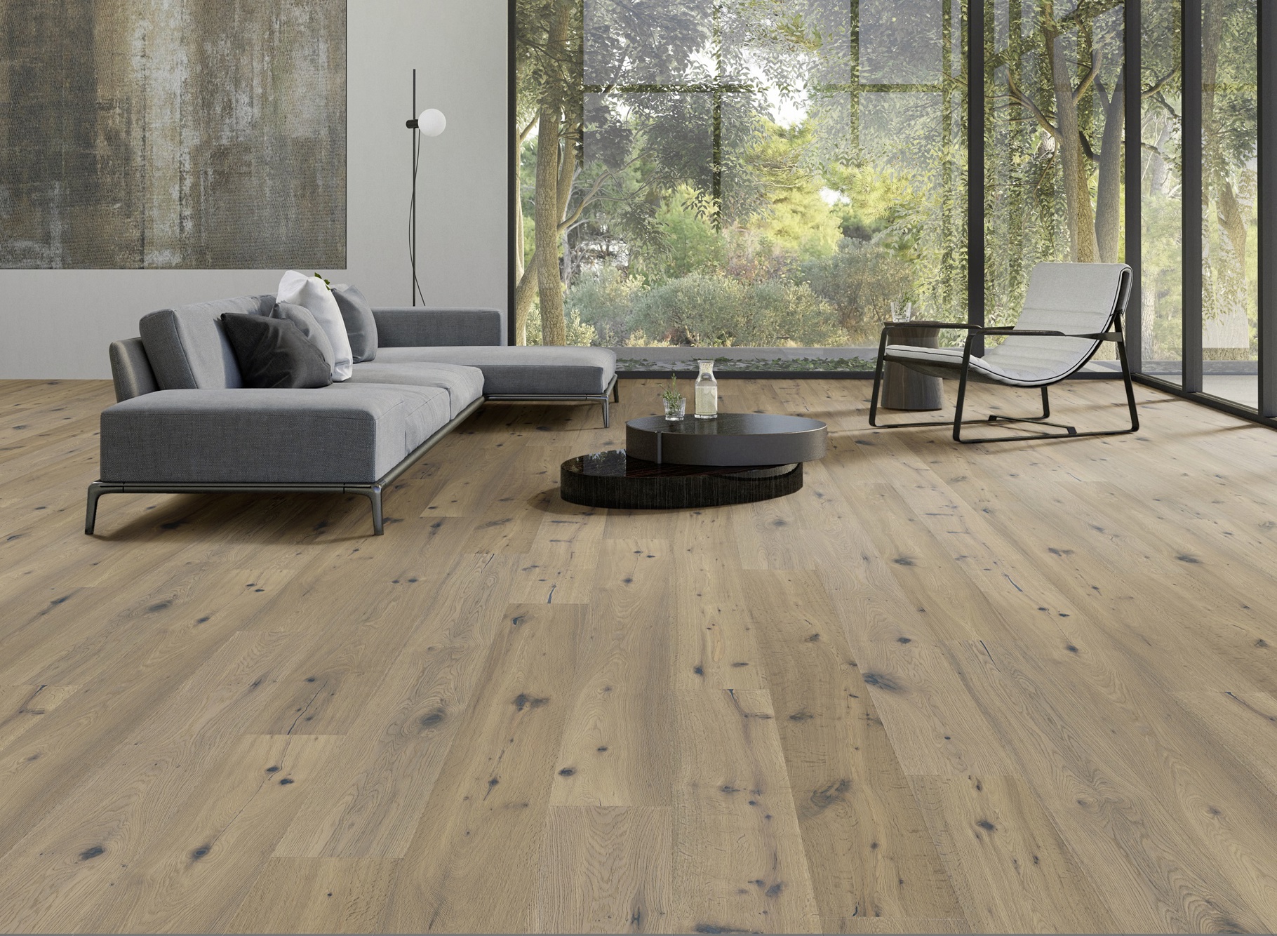 PERSEUS® BASIC 3-Schicht Fertigparkett LHD 4V Eiche Markant Rauchweiss gebürstet geölt 1900 x 189 x 14mm – Bild 3