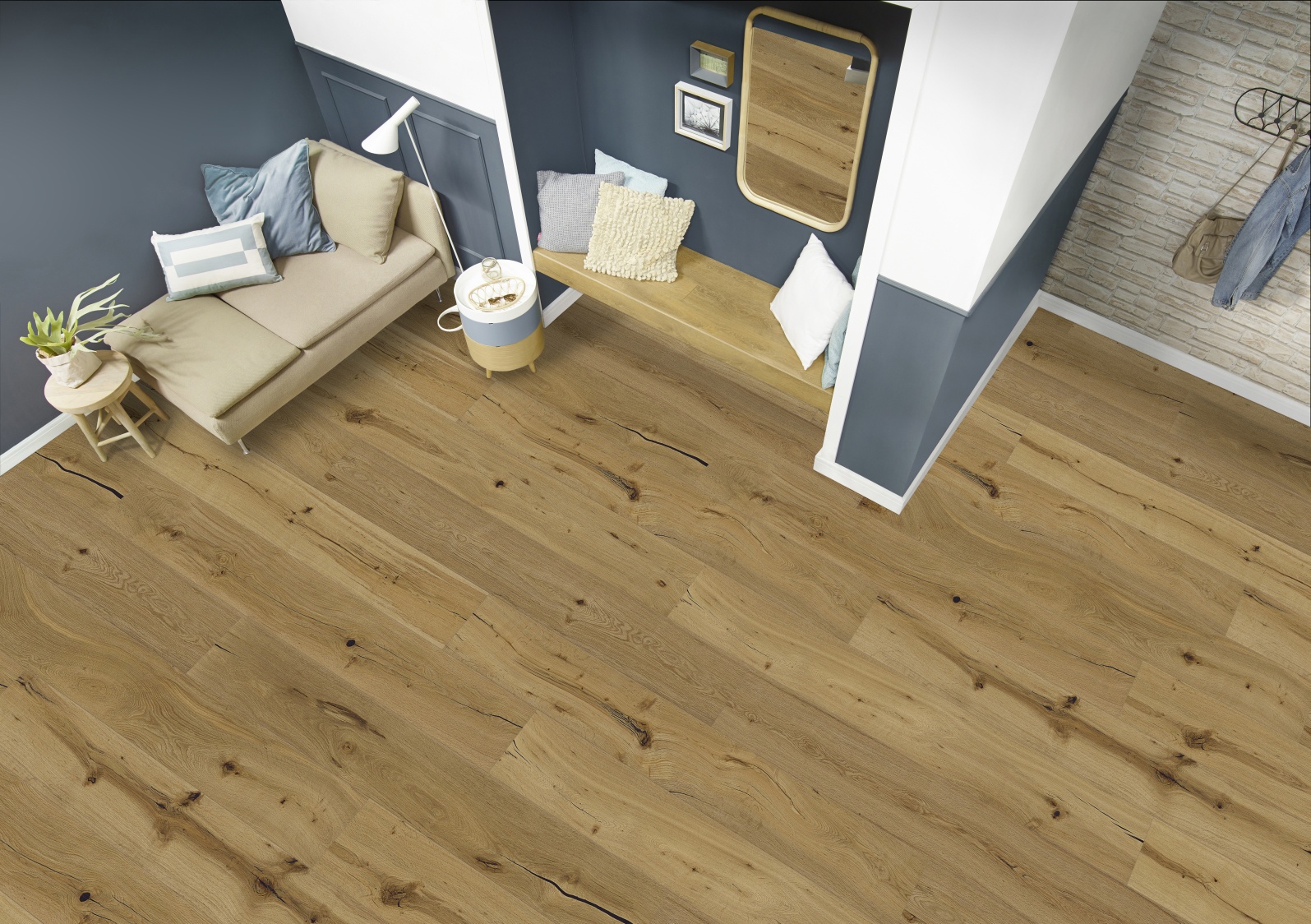 PERSEUS® BASIC 3-Schicht Fertigparkett LHD 4V Wildeiche Rustikal Natur gebürstet geölt 1900 x 190 x 14mm – Bild 3