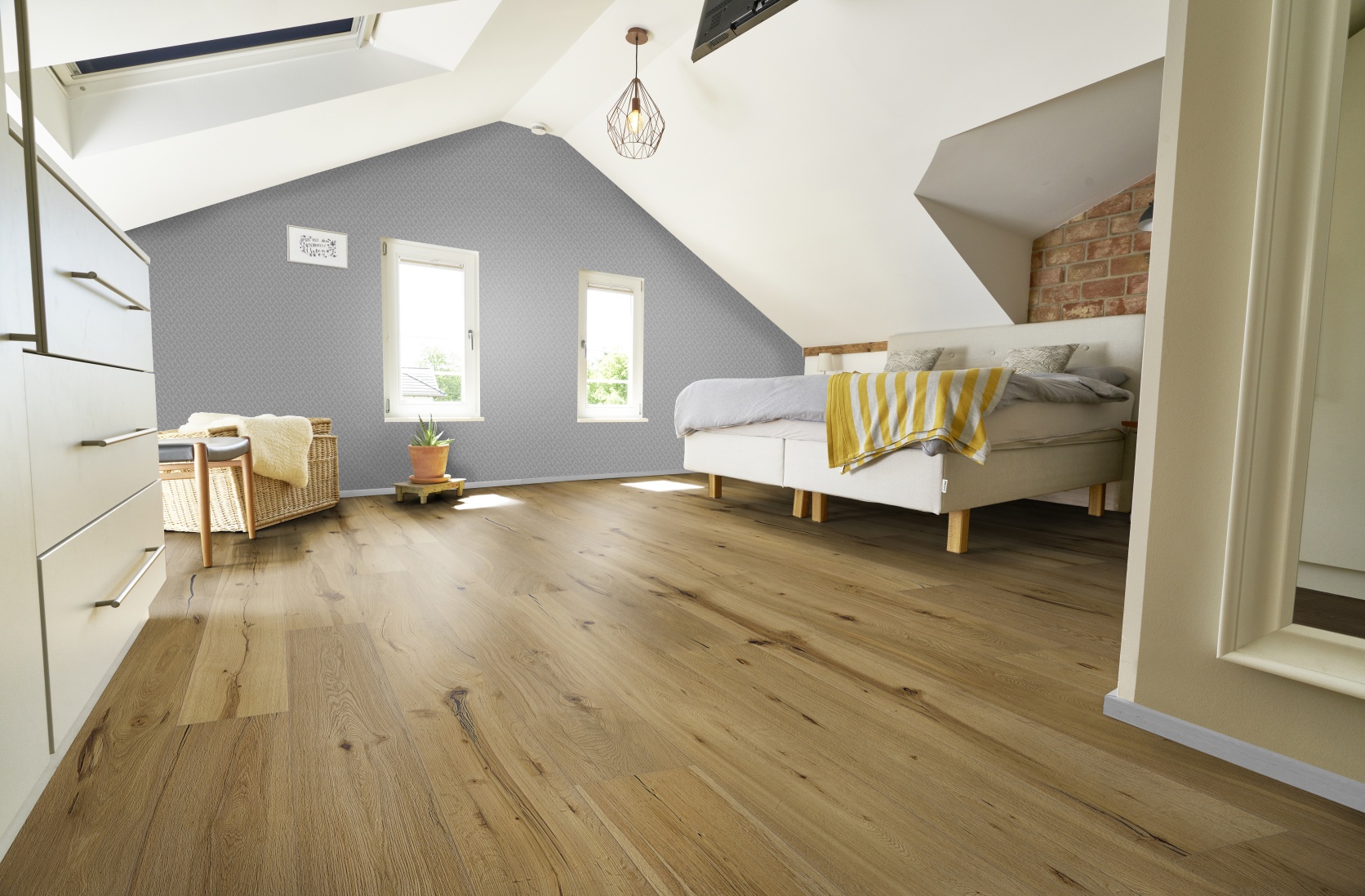 PERSEUS® BASIC 3-Schicht Fertigparkett LHD 4V Wildeiche Rustikal Natur gebürstet geölt 1900 x 190 x 14mm – Bild 2