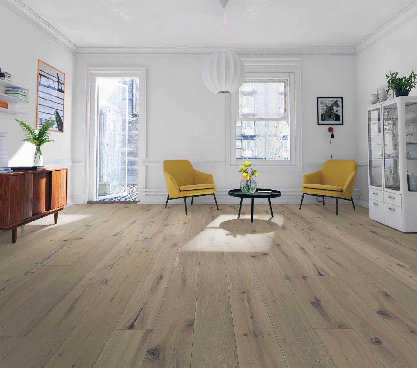 PERSEUS® BASIC 3-Schicht Fertigparkett LHD 4V Wildeiche Rustikal Weiss gebürstet geölt 1900 x 190 x 14mm – Bild 2