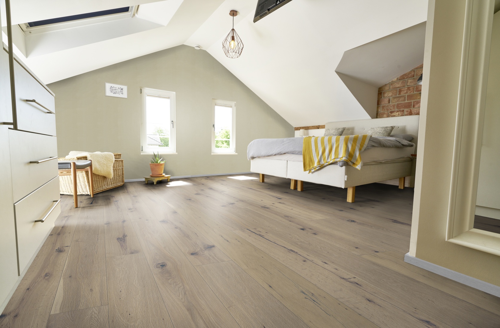 PERSEUS® BASIC 3-Schicht Fertigparkett LHD 4V Wildeiche Rustikal Weiss gebürstet geölt 1900 x 190 x 14mm – Bild 3