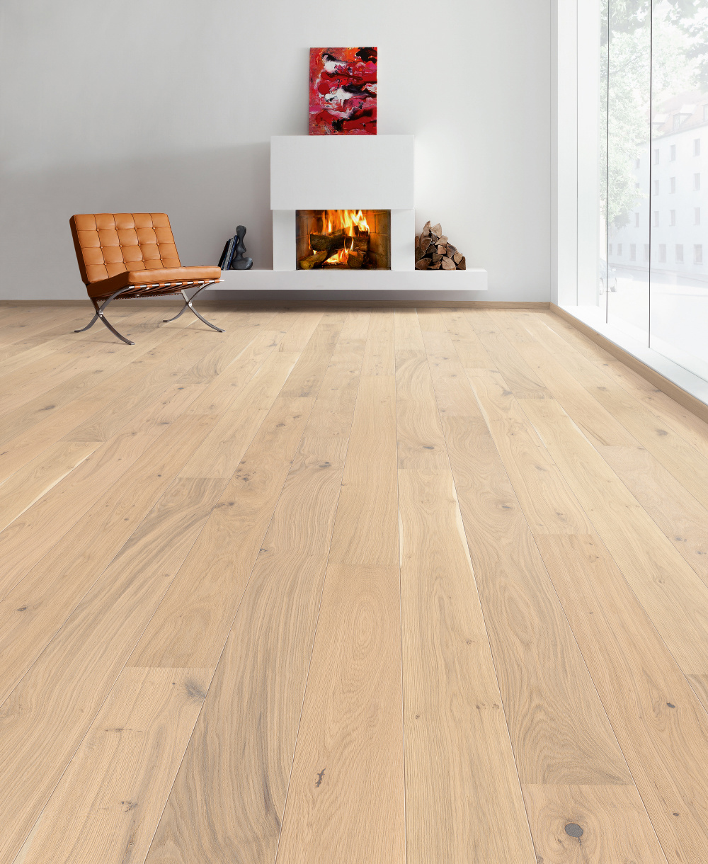 PERSEUS® CLASSIC 3-Schicht Fertigparkett 5G LHD 2V Eiche Weiß Lebendig Str. Natural Geölt 2200 x 180 x 12mm – Bild 2