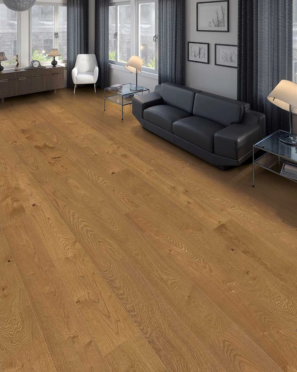 PERSEUS® CLASSIC 3-Schicht Fertigparkett 5G LHD 2V Eiche Braun Lebendig Str. Naturgeölt 2200 x 180 x 12mm – Bild 2